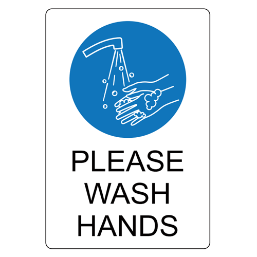 Sign Please Wash Hands A3 Blue On White